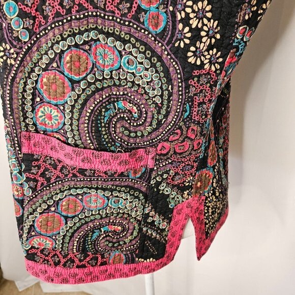 Provence d'amour Sz Medium Reversible Jacket Quilted Coat Pink Y2K Boho Paisley - Picture 7 of 14